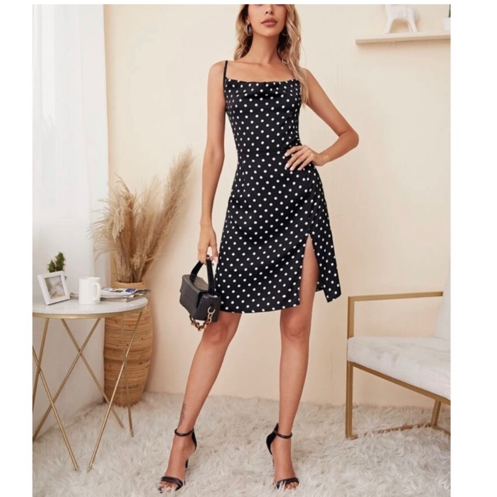 Black Polka Dot mini Dress NEW